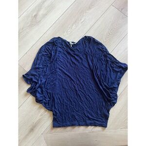 Capote Navy Blue Top Extra Small‎ XS Womens Casual Flowy Short Sleeve